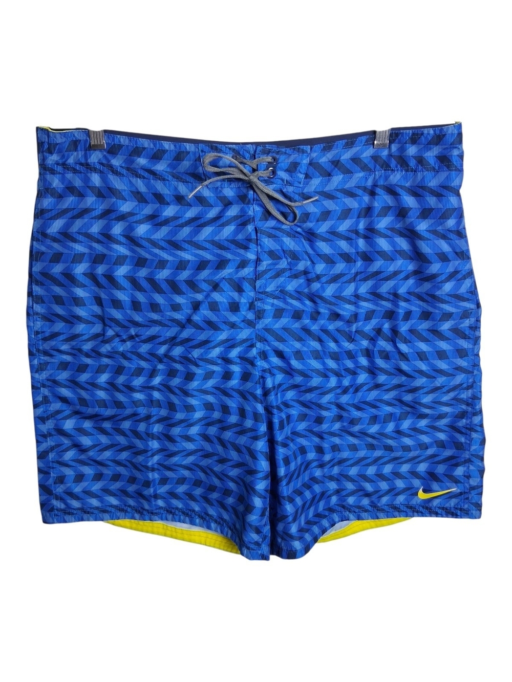 Nike Men's XXL Blue Chevron 8" Swim Board Shorts Pull String Waist Mesh Lined